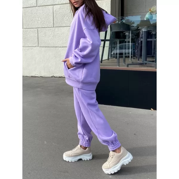 chouyatou Womens 2 Piece Outfits Hooded Sweatsuit Hoodies Tracksuit Sweatpants SetsPurple