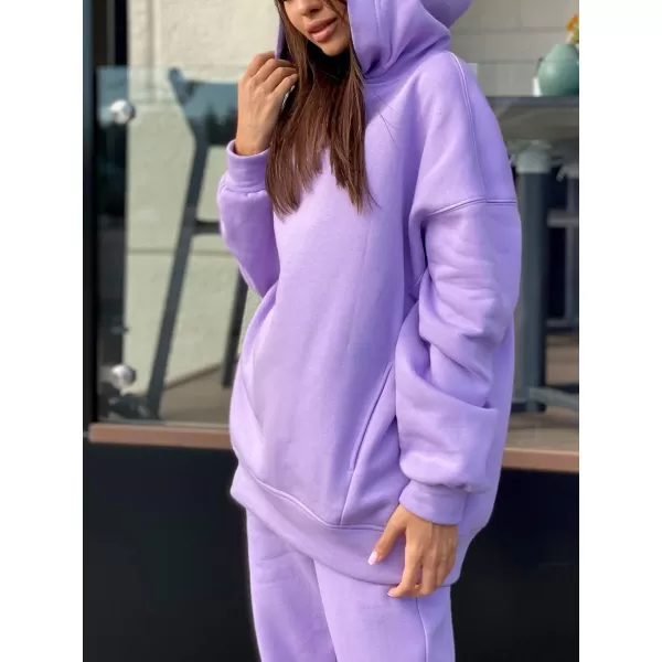 chouyatou Womens 2 Piece Outfits Hooded Sweatsuit Hoodies Tracksuit Sweatpants SetsPurple