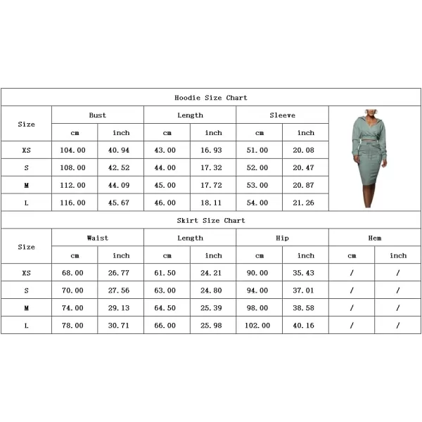 chouyatou Womens 2 Piece Outfits Sweatsuits Crop Hoodie Sweatshirt Bodycon Pencil Skirt SetsWhite