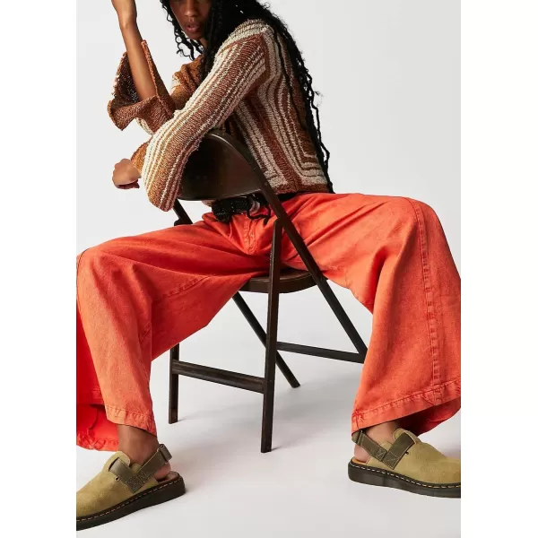 chouyatou Womens Boyfriend Denim Cargo Pants Y2K Baggy Wide Leg Casual Dressy Jeans CulottesOrange