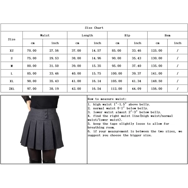 chouyatou Womens Casual Plaid High Waist ALine Wool Pleated Short SkirtH908gray