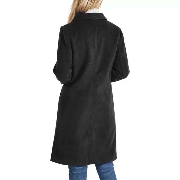 chouyatou Womens Fall Winter Elegant Single Breasted Long Wool Coat OvercoatBlack
