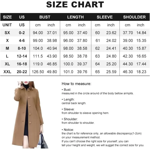 chouyatou Womens Fall Winter Elegant Single Breasted Long Wool Coat OvercoatBlue