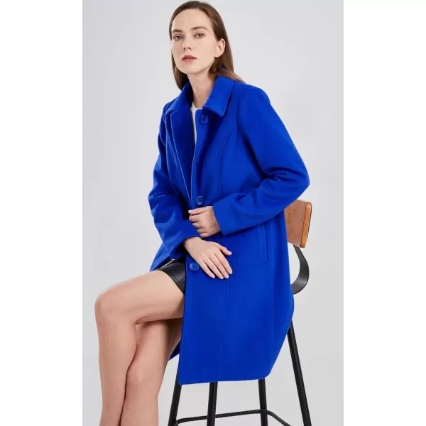 chouyatou Womens Fall Winter Elegant Single Breasted Long Wool Coat OvercoatBlue