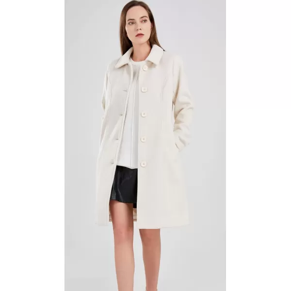 chouyatou Womens Fall Winter Elegant Single Breasted Long Wool Coat OvercoatOffwhite