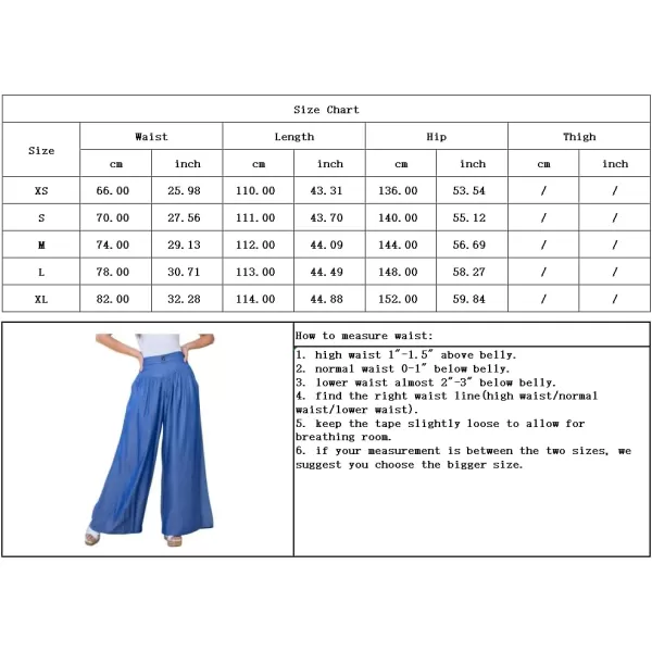 chouyatou Womens Smocked High Waisted Wide Leg Pants Jeans Waist Denim Palazzo PantsLight Blue
