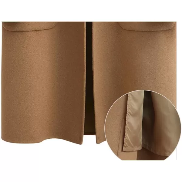 chouyatou Womens Winter Casual Single Breasted Long Wool Coat Formal Office Wool OvercoatCamel