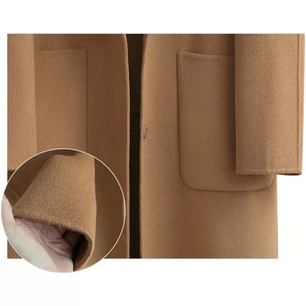 chouyatou Womens Winter Casual Single Breasted Long Wool Coat Formal Office Wool OvercoatCamel