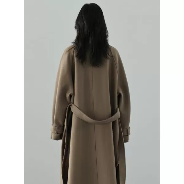 chouyatou Womens Winter Hidden Single Breasted Wool Coat Raglan Sleeve Business Long Wool OvercoatDark Khaki