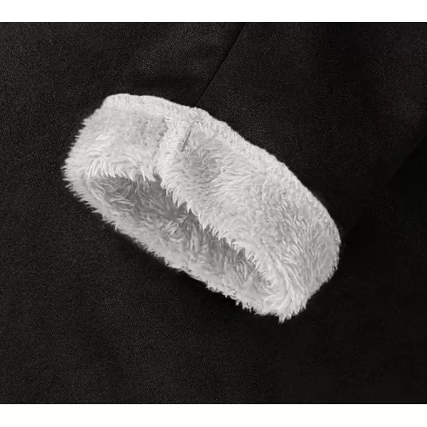 chouyatou Womens Winter Warm Sherpa Lined Suede Leather Longline Coat with Horn ButtonsBlack