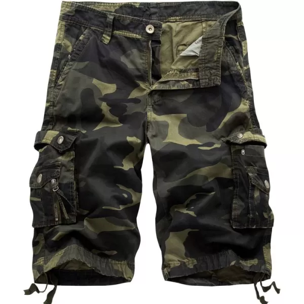 chouyatou Mens Active Normal Waist Loose MultiPocket Versatile Twill Cargo ShortsCamoarmy