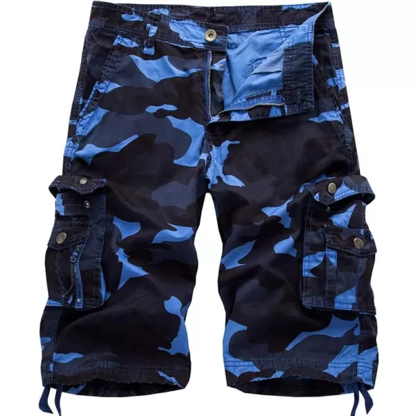 chouyatou Mens Active Normal Waist Loose MultiPocket Versatile Twill Cargo ShortsCamoblue