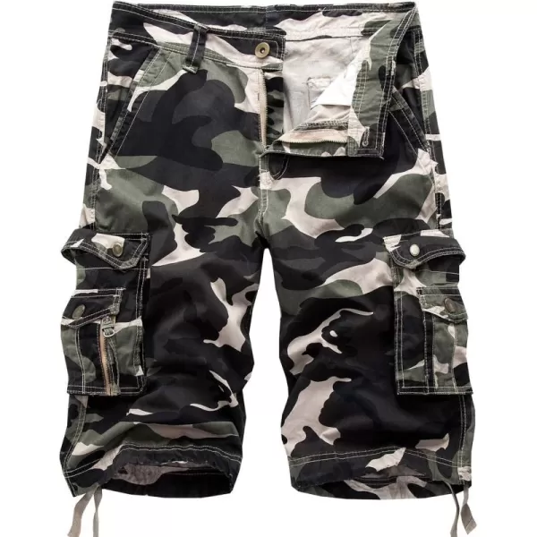 chouyatou Mens Active Normal Waist Loose MultiPocket Versatile Twill Cargo ShortsCamogrey