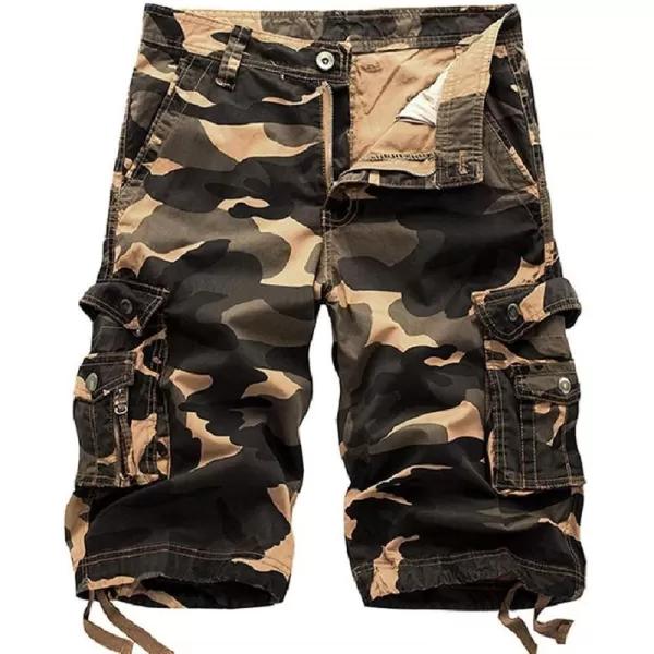 chouyatou Mens Active Normal Waist Loose MultiPocket Versatile Twill Cargo ShortsCamokhaki