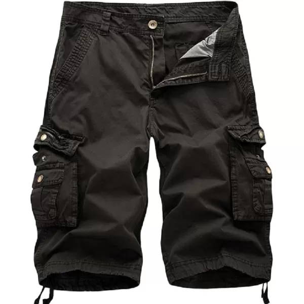 chouyatou Mens Active Normal Waist Loose MultiPocket Versatile Twill Cargo ShortsDark Grey