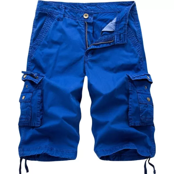 chouyatou Mens Active Normal Waist Loose MultiPocket Versatile Twill Cargo ShortsRoyal Blue