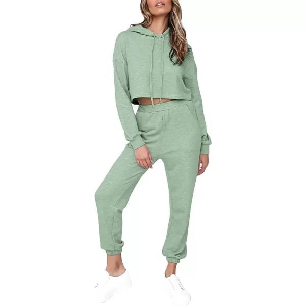 chouyatou Womens 2 Piece Outfits Athletic Crop Hoodie Sweatsuit Tracksuit Sweatpants SetsGreen