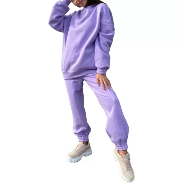 chouyatou Womens 2 Piece Outfits Hooded Sweatsuit Hoodies Tracksuit Sweatpants SetsPurple