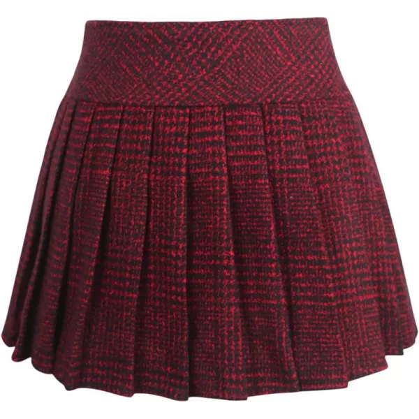 chouyatou Womens Casual Plaid High Waist ALine Wool Pleated Short SkirtH344red
