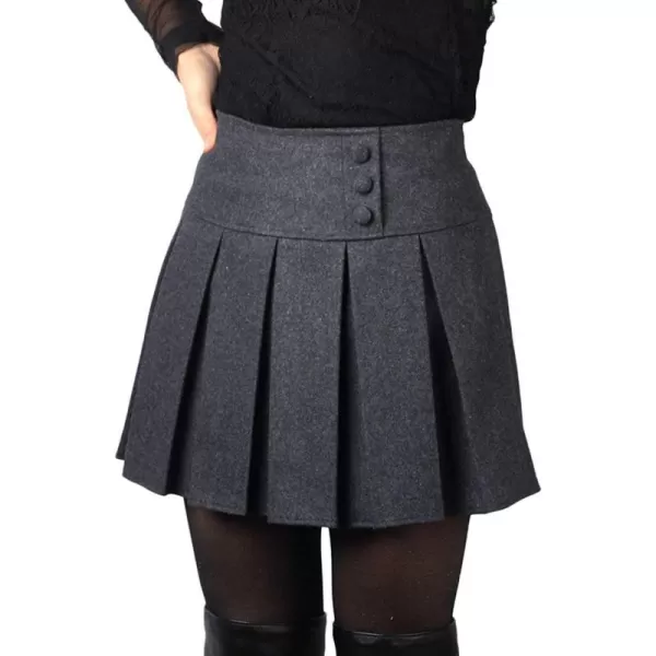 chouyatou Womens Casual Plaid High Waist ALine Wool Pleated Short SkirtH908gray