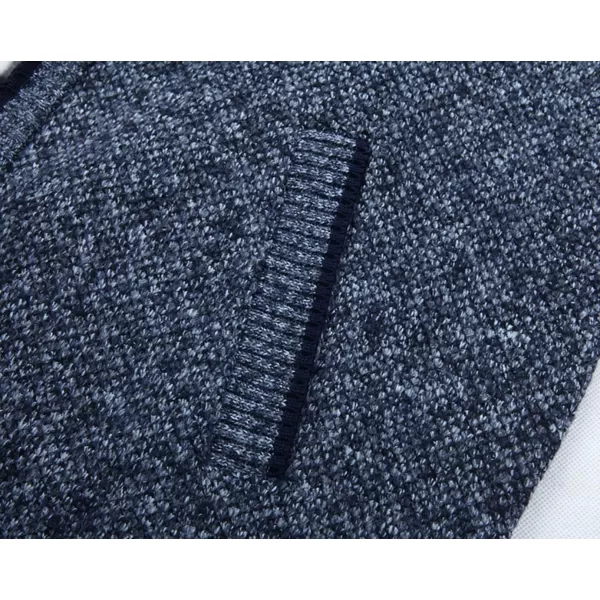 chouyatou Mens Classic Band Collar Full Zip ColorBlock Stripe Cable Knitted Cardigan Sweater CoatBblue