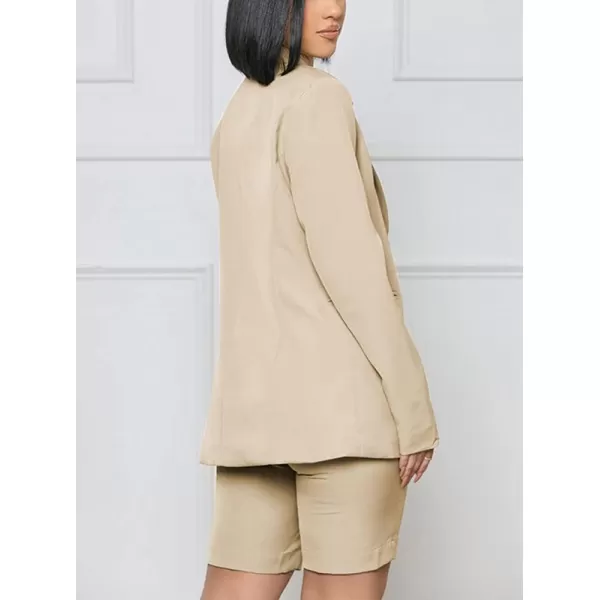 chouyatou Womens 2 Piece Outfits Candy Color One Button Blazer Jacket Shorts Office Work SetApricot