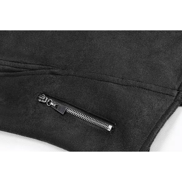 chouyatou Womens Candy Color Asymmetric Zip Slim Faux Leather Cropped Moto JacketSuede Black