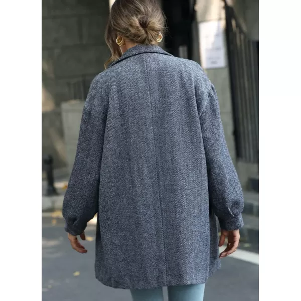 chouyatou Womens Casual Business Single Breasted Notch Collar Office Blazer Jacket Woolen CoatGrey