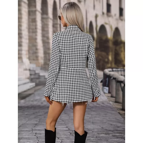 chouyatou Womens Casual Open Front Plaid Blazer Jacket Business Office Work Blazer SuitBlack