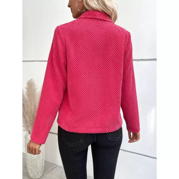 chouyatou Womens Fall Business Casual Open Front Lapel Collar Work Office Blazer Jacket CoatRose Red