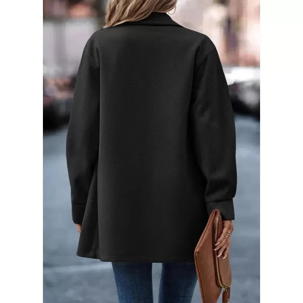 chouyatou Womens Fall Casual Business Open Front Coat Notch Lapel Office Formal Dressy Blazer JacketBlack
