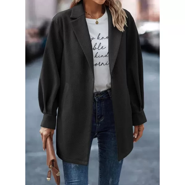 chouyatou Womens Fall Casual Business Open Front Coat Notch Lapel Office Formal Dressy Blazer JacketBlack