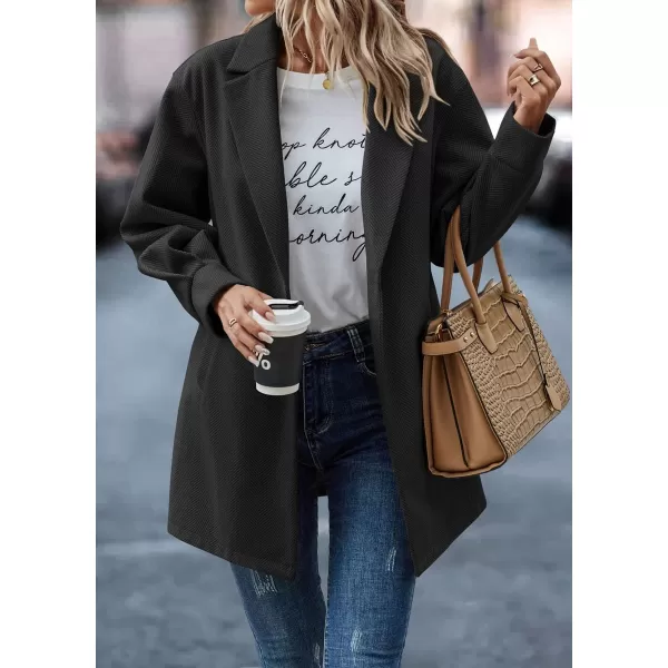 chouyatou Womens Fall Casual Business Open Front Coat Notch Lapel Office Formal Dressy Blazer JacketBlack