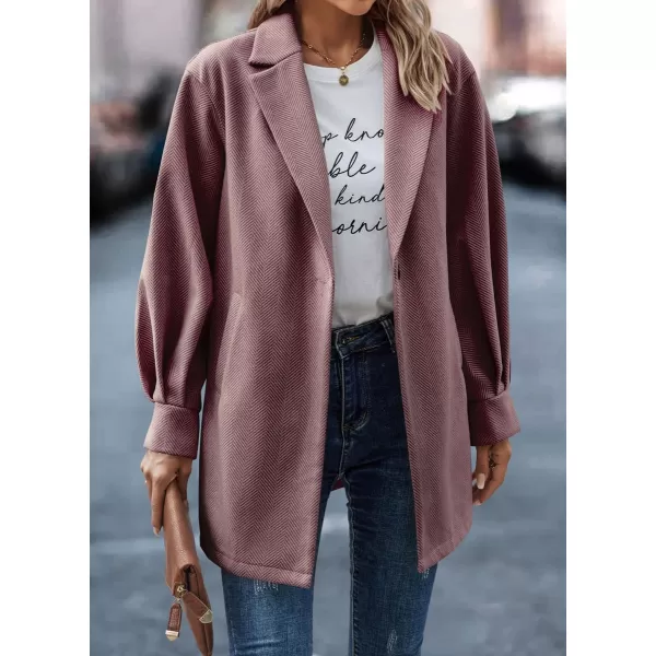 chouyatou Womens Fall Casual Business Open Front Coat Notch Lapel Office Formal Dressy Blazer JacketDirty Pink