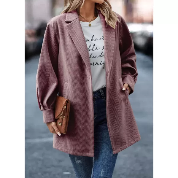 chouyatou Womens Fall Casual Business Open Front Coat Notch Lapel Office Formal Dressy Blazer JacketDirty Pink