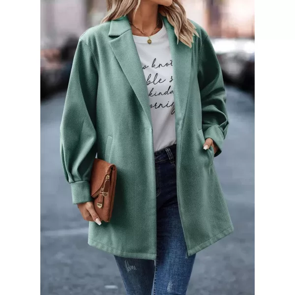 chouyatou Womens Fall Casual Business Open Front Coat Notch Lapel Office Formal Dressy Blazer JacketGreen