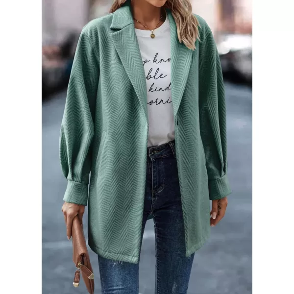 chouyatou Womens Fall Casual Business Open Front Coat Notch Lapel Office Formal Dressy Blazer JacketGreen