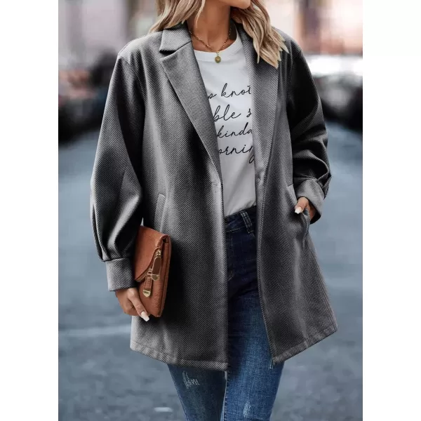 chouyatou Womens Fall Casual Business Open Front Coat Notch Lapel Office Formal Dressy Blazer JacketGrey