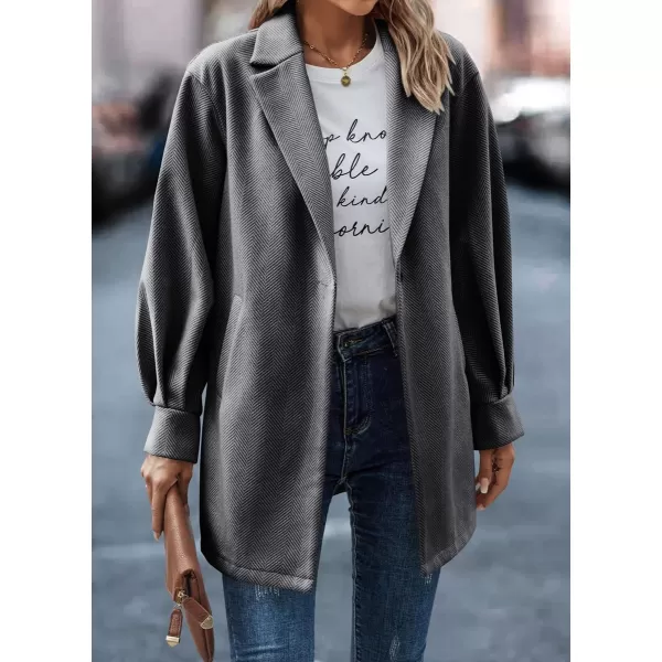 chouyatou Womens Fall Casual Business Open Front Coat Notch Lapel Office Formal Dressy Blazer JacketGrey