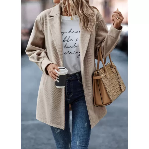 chouyatou Womens Fall Casual Business Open Front Coat Notch Lapel Office Formal Dressy Blazer JacketKhaki