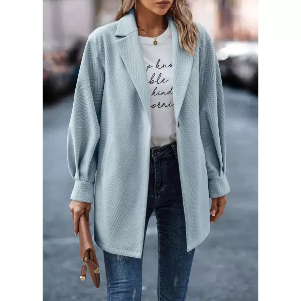 chouyatou Womens Fall Casual Business Open Front Coat Notch Lapel Office Formal Dressy Blazer JacketLight Blue