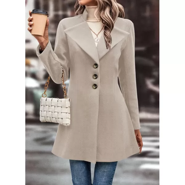 chouyatou Womens Fall Single Breasted Wool Coat Lapel Collar Office Work Dressy Blazer JacketGreyish Khaki
