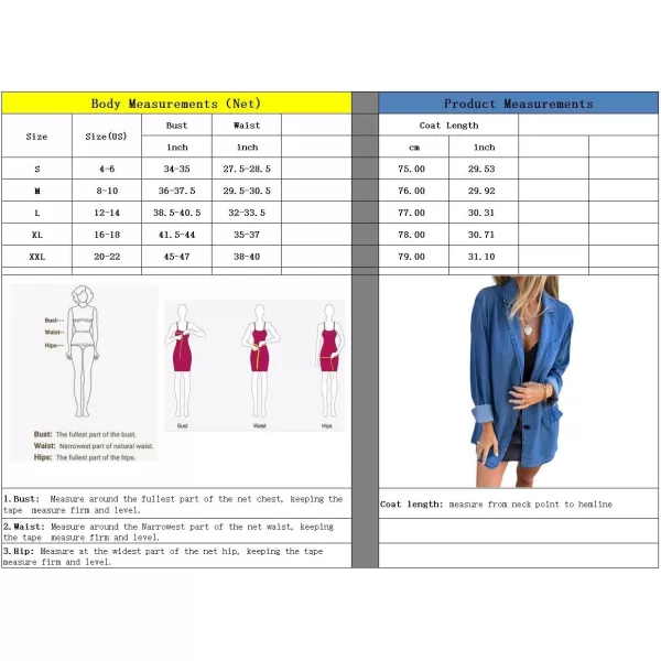 chouyatou Womens Loose Fit Notch Lapel Denim Blazer Boyfriend One Button Business Casual Jean JacketBlue