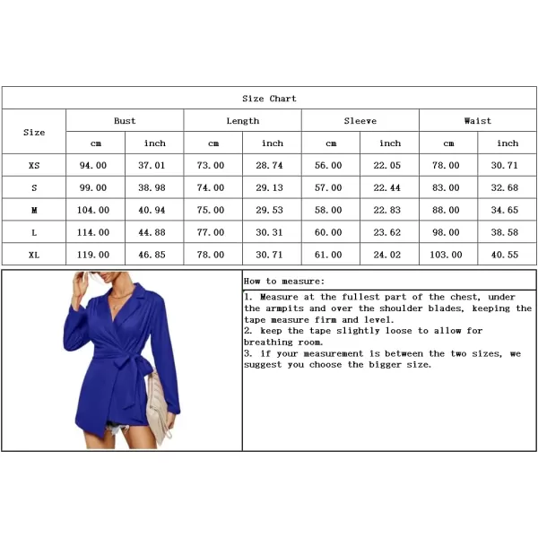 chouyatou Womens Notch Lapel V Neck Self Tie Long Sleeve Suit Blazer Jacket CoatBeige