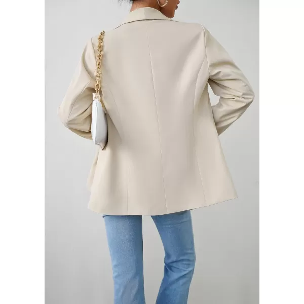 chouyatou Womens Shawl Collar Office Work Blazer Jacket Double Breasted Business Casual Blazer SuitBeige