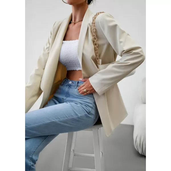 chouyatou Womens Shawl Collar Office Work Blazer Jacket Double Breasted Business Casual Blazer SuitBeige