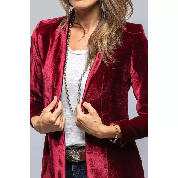 chouyatou Womens Velvet Open Front Long Trench Coat Elegant Back High Slit Blazer Suit Jacket with PocketsWine Red
