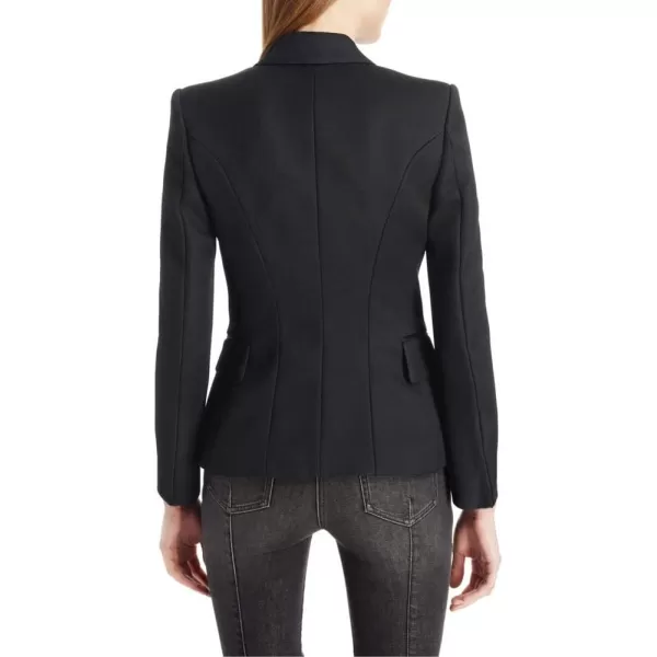 chouyatou Womens Vintage Double Breasted Slim Fit Dress Suit Blazer JacketBlack