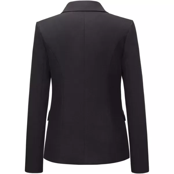 chouyatou Womens Vintage Double Breasted Slim Fit Dress Suit Blazer JacketBlack