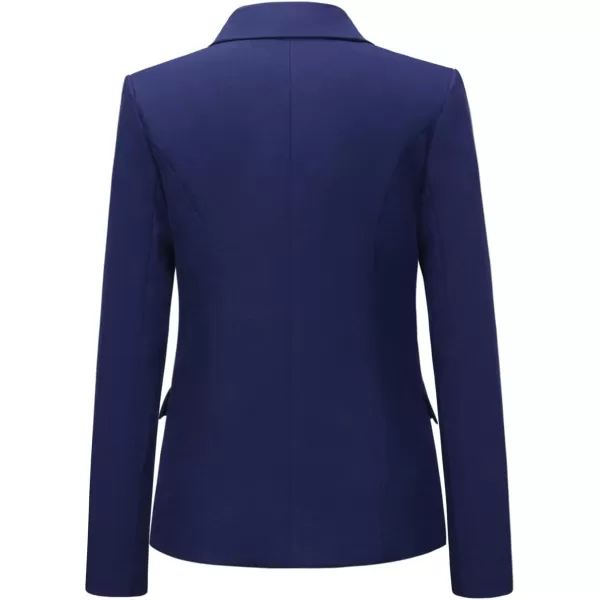 chouyatou Womens Vintage Double Breasted Slim Fit Dress Suit Blazer JacketBlue